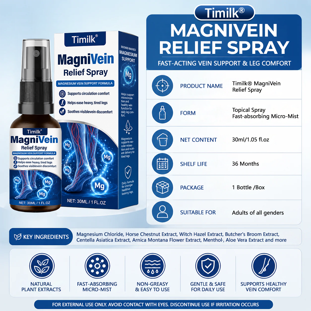 💙 UK Official Store: Timilk® MagniVein Relief Spray 🦵 (Helps ease heavy, swollen legs, supports circulation comfort, soothes visible vein discomfort, and refreshes overworked legs)